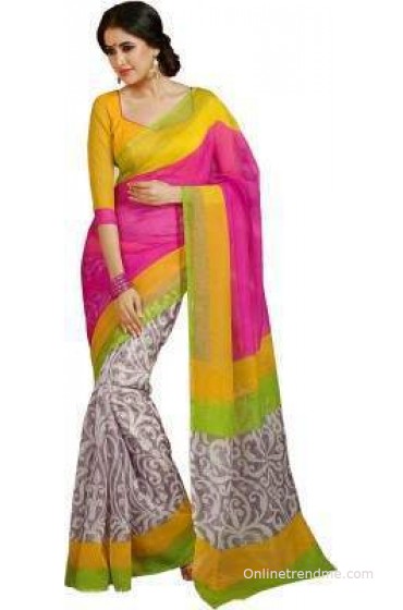 Ishin Printed Fashion Art Silk Sari